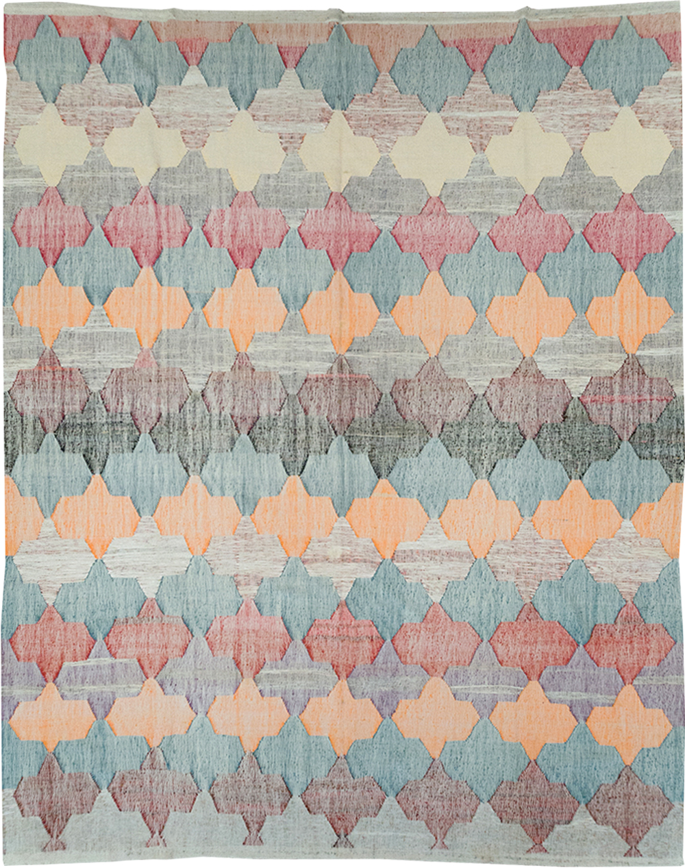 Modern Turkish Flatweave Kilim Large Room Size Carpet, No.32539 - Galerie Shabab