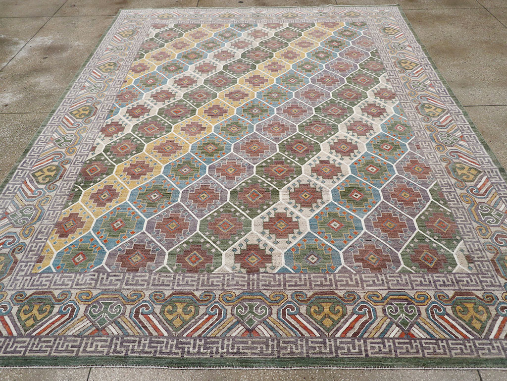 Modern East Turkestan Khotan Room Size Carpet, No.32562 - Galerie Shabab