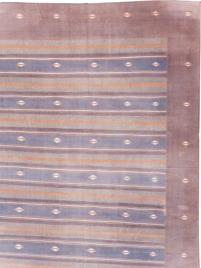 Vintage Indian Flatweave Dhurrie Large Room Size Carpet, No.32563 - Galerie Shabab