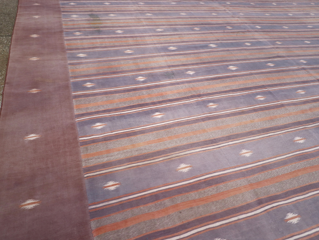 Vintage Indian Flatweave Dhurrie Large Room Size Carpet, No.32563 - Galerie Shabab