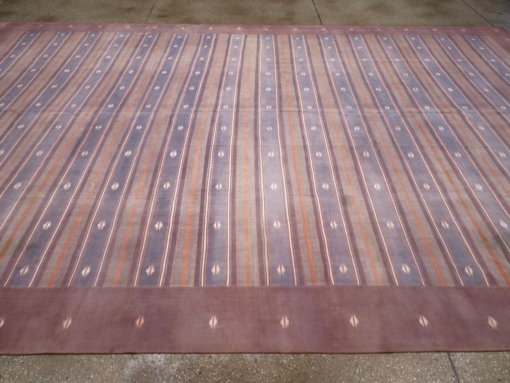 Vintage Indian Flatweave Dhurrie Large Room Size Carpet, No.32563 - Galerie Shabab