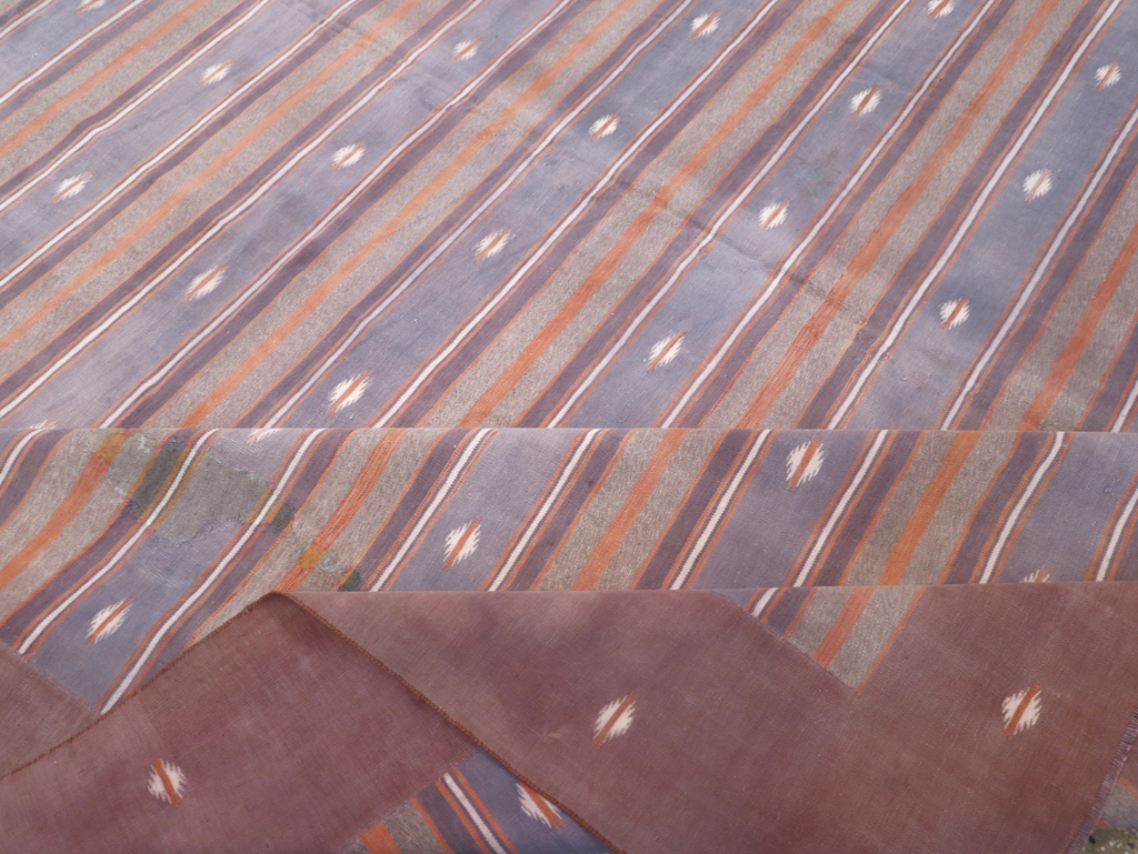 Vintage Indian Flatweave Dhurrie Large Room Size Carpet, No.32563 - Galerie Shabab