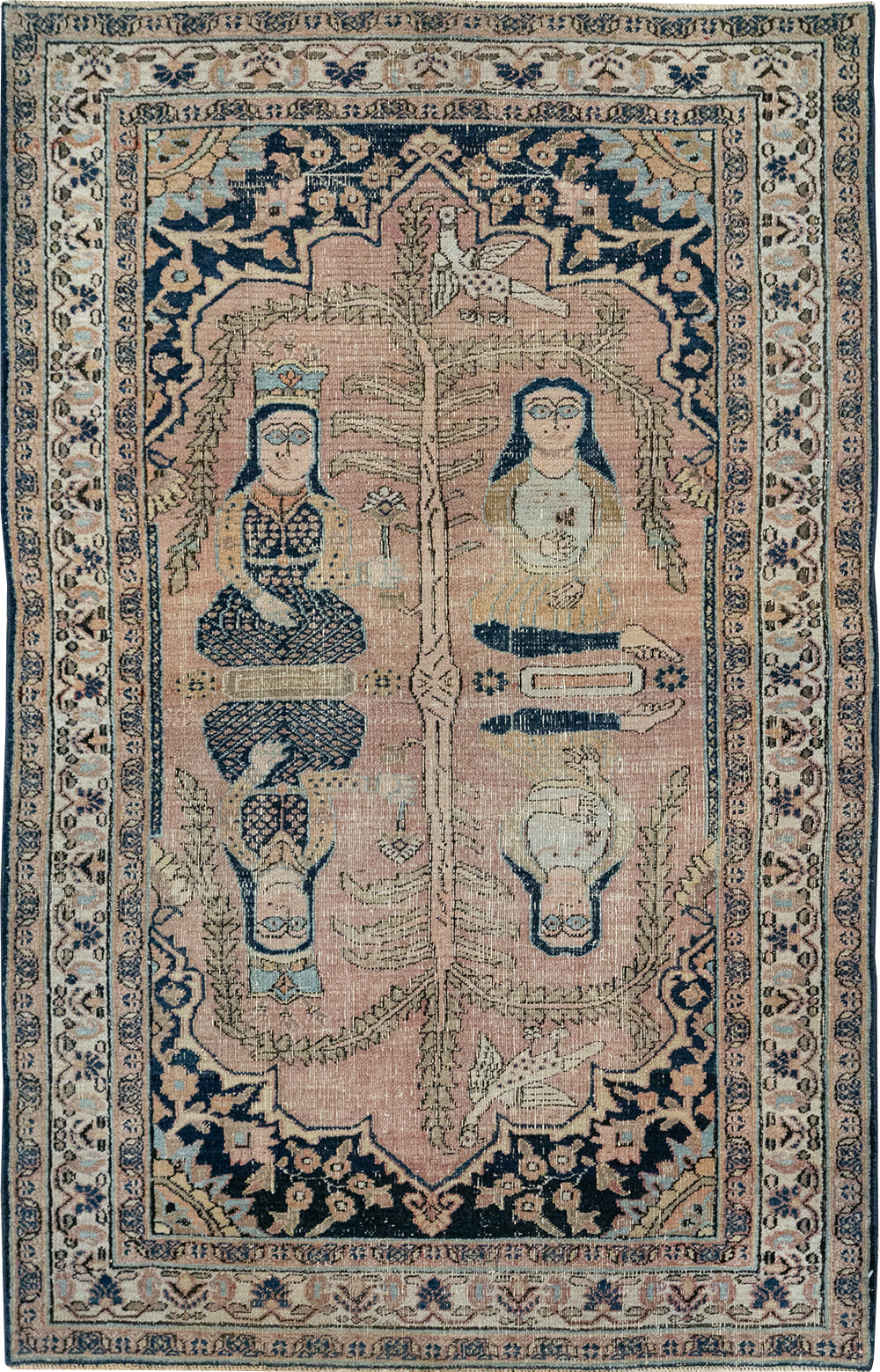 Antique Persian Dorokhsh Pictorial Throw Rug, No.32565 - Galerie Shabab