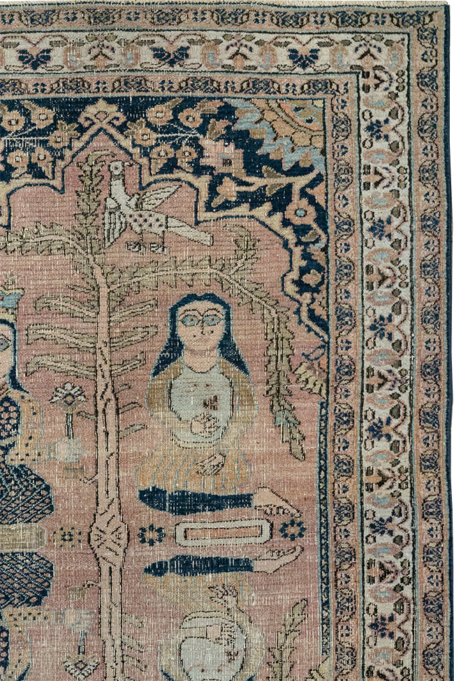 Antique Persian Dorokhsh Pictorial Throw Rug, No.32565 - Galerie Shabab