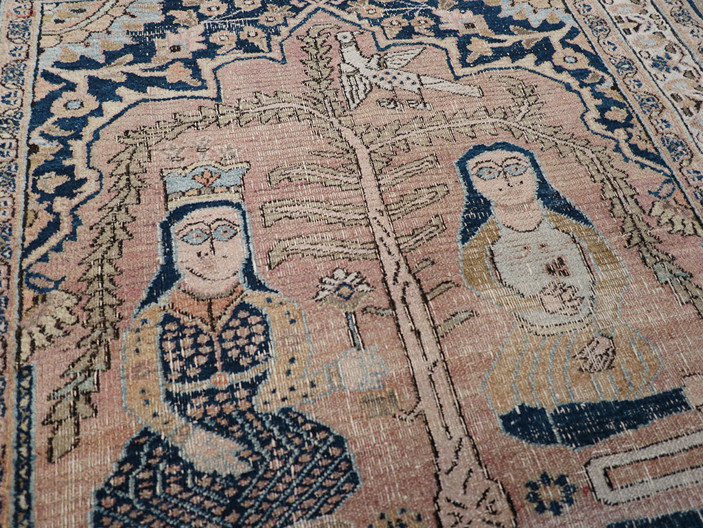 Antique Persian Dorokhsh Pictorial Throw Rug, No.32565 - Galerie Shabab
