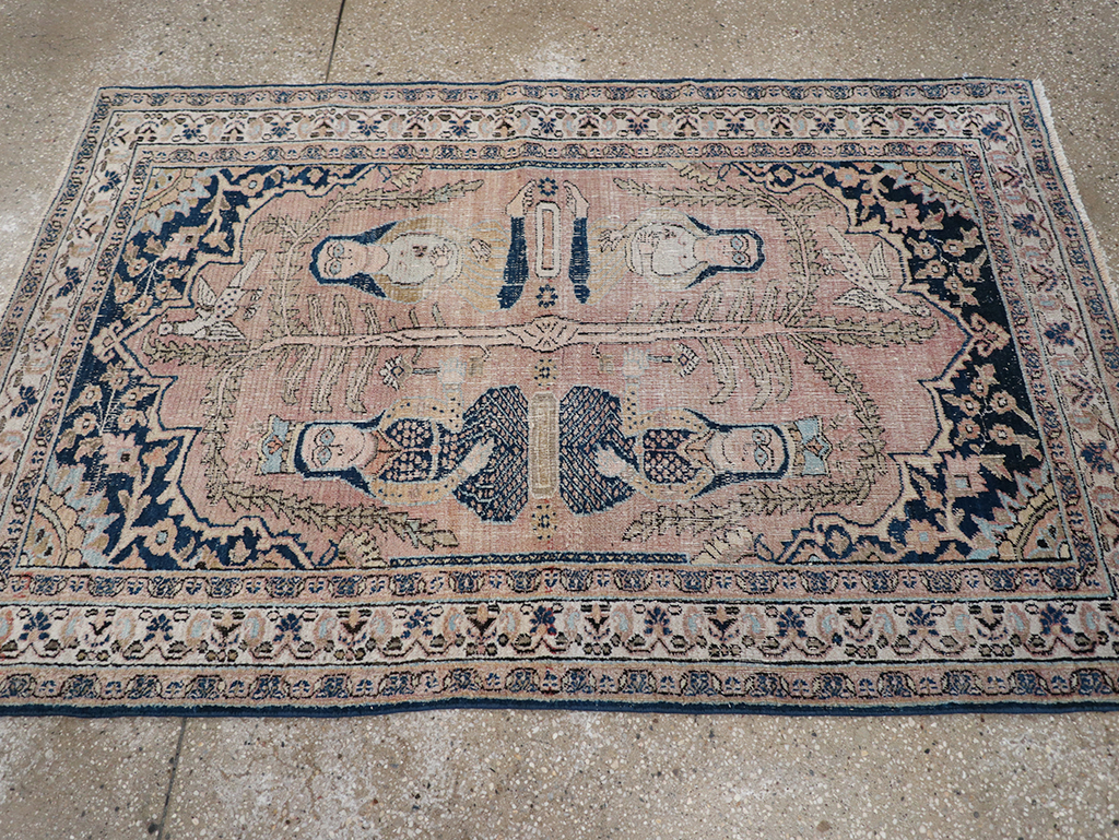 Antique Persian Dorokhsh Pictorial Throw Rug, No.32565 - Galerie Shabab
