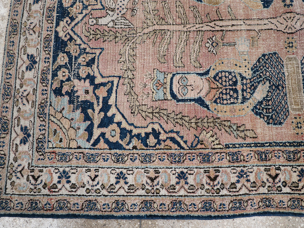 Antique Persian Dorokhsh Pictorial Throw Rug, No.32565 - Galerie Shabab