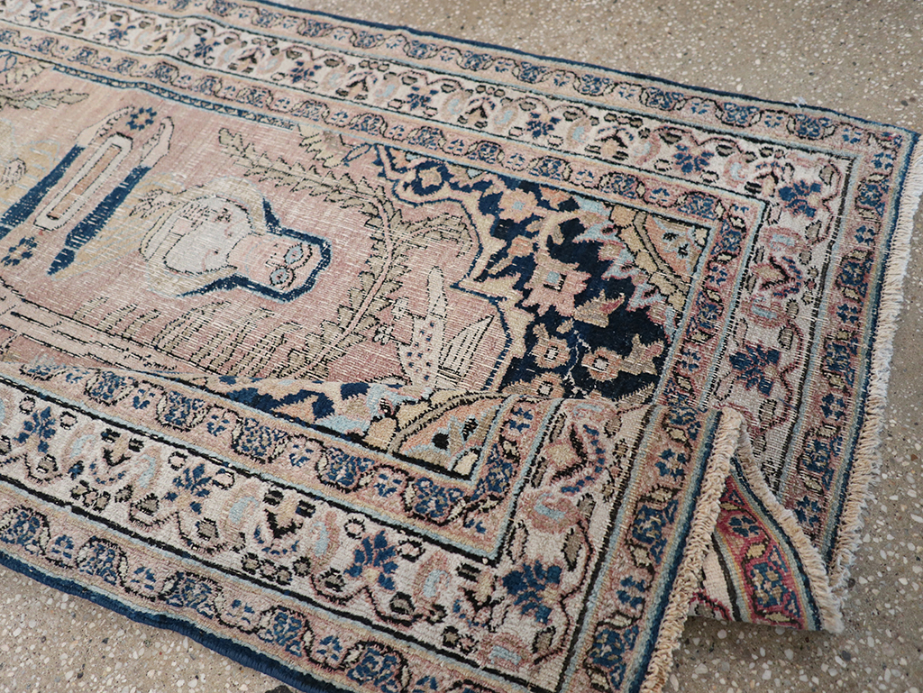 Antique Persian Dorokhsh Pictorial Throw Rug, No.32565 - Galerie Shabab