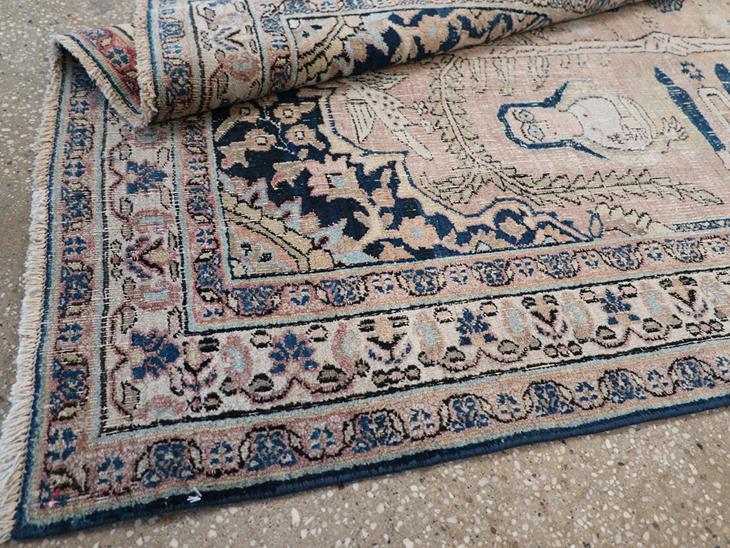 Antique Persian Dorokhsh Pictorial Throw Rug, No.32565 - Galerie Shabab
