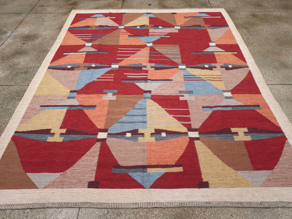 Contemporary Turkish Flatweave Small Room Size Carpet, No.32572 - Galerie Shabab