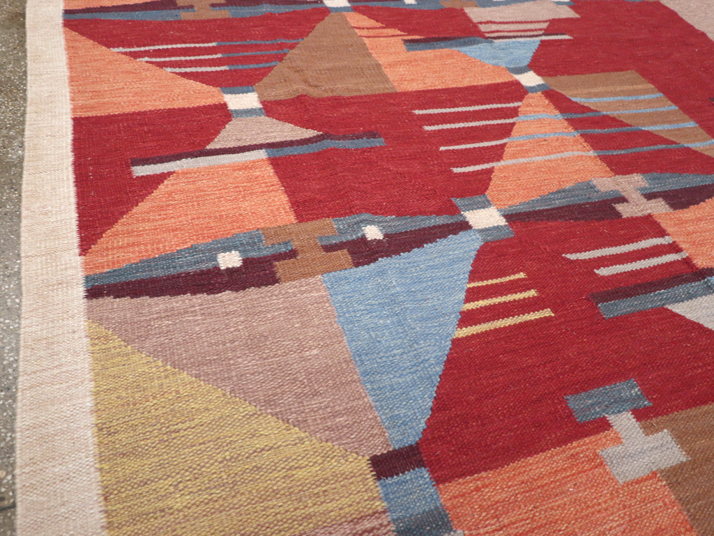 Contemporary Turkish Flatweave Small Room Size Carpet, No.32572 - Galerie Shabab