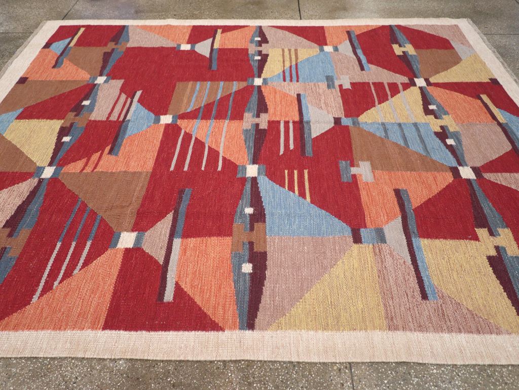 Contemporary Turkish Flatweave Small Room Size Carpet, No.32572 - Galerie Shabab