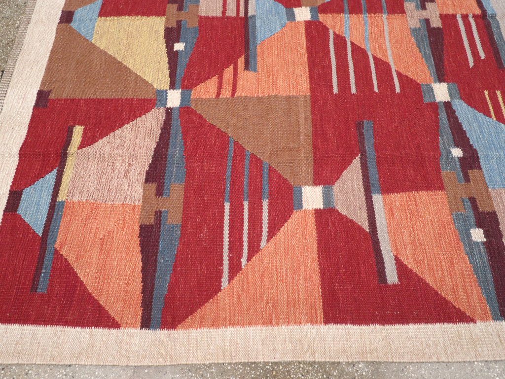 Contemporary Turkish Flatweave Small Room Size Carpet, No.32572 - Galerie Shabab