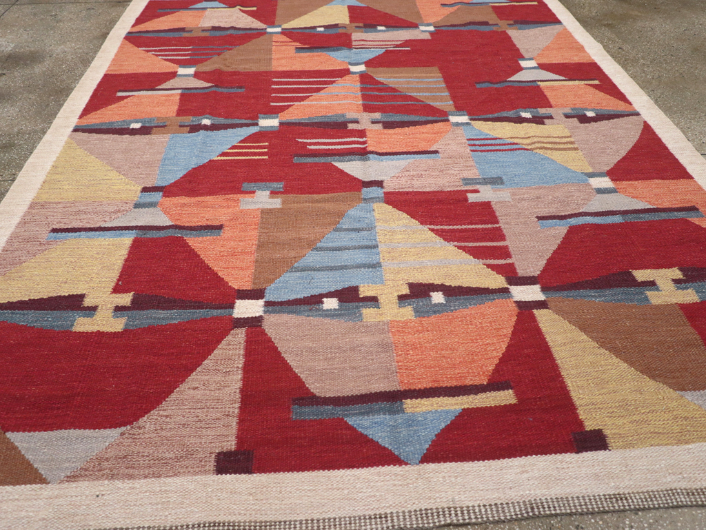 Contemporary Turkish Flatweave Small Room Size Carpet, No.32572 - Galerie Shabab