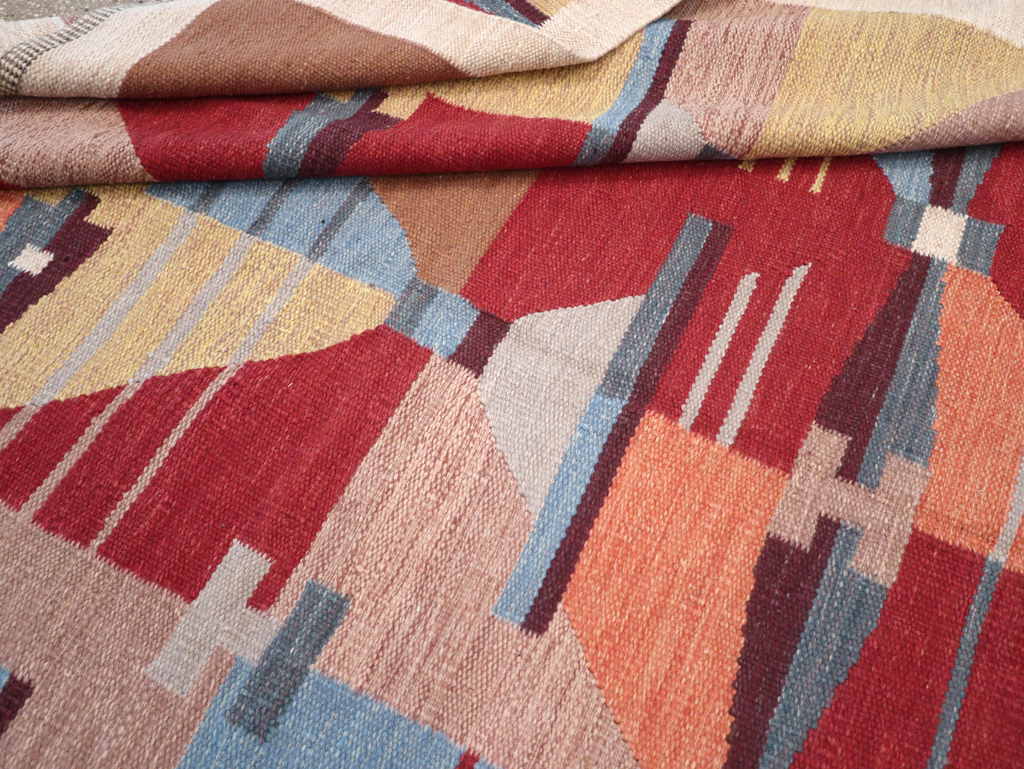 Contemporary Turkish Flatweave Small Room Size Carpet, No.32572 - Galerie Shabab