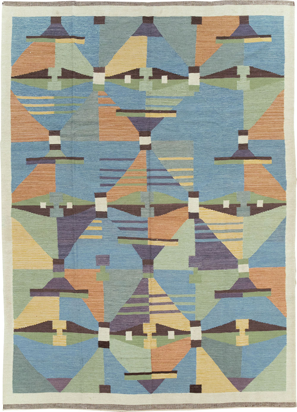 Contemporary Turkish Flatweave Room Size Carpet, No.32573 - Galerie Shabab