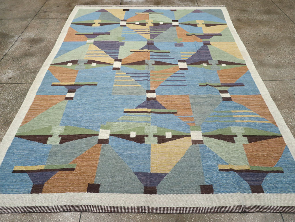 Contemporary Turkish Flatweave Room Size Carpet, No.32573 - Galerie Shabab