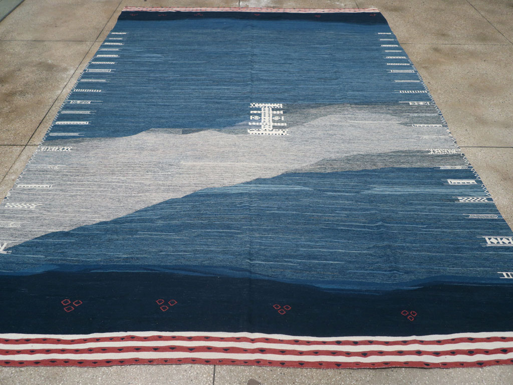 Contemporary Turkish Flatweave Kilim Room Size Carpet, No.32575 - Galerie Shabab