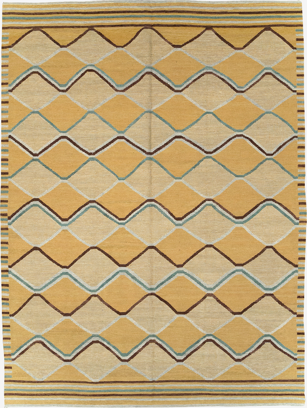 Contemporary Turkish Flatweave Kilim Room Size Carpet, No.32576 - Galerie Shabab