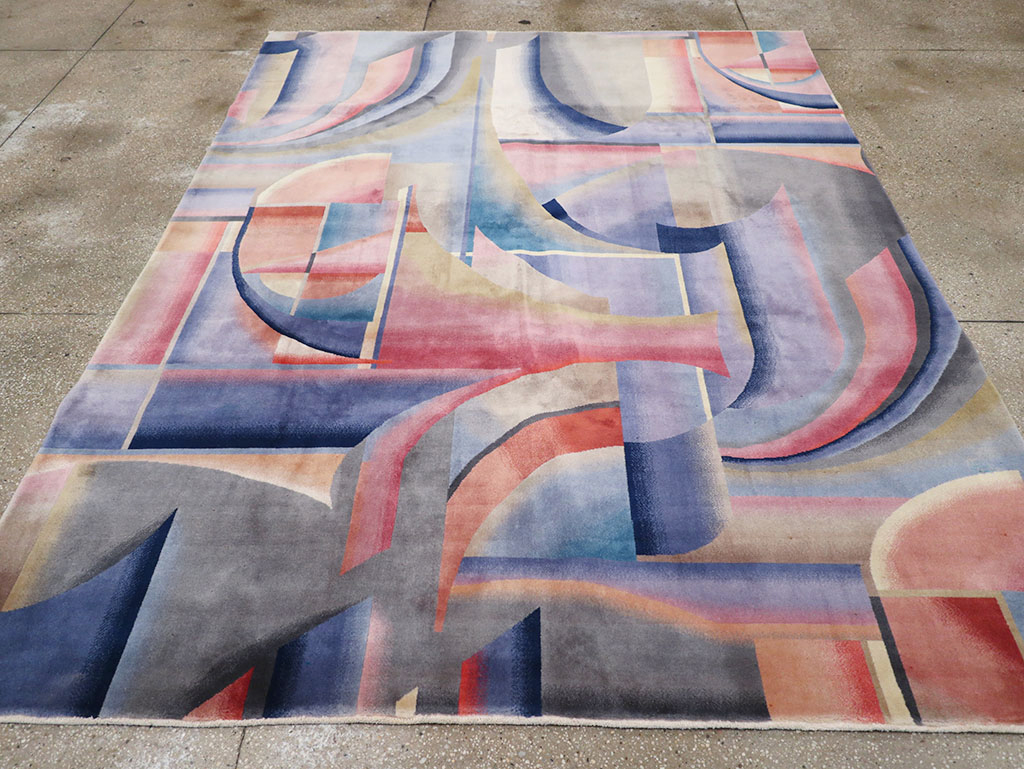 Vintage Chinese Art Deco Accent Carpet, No.32581 - Galerie Shabab