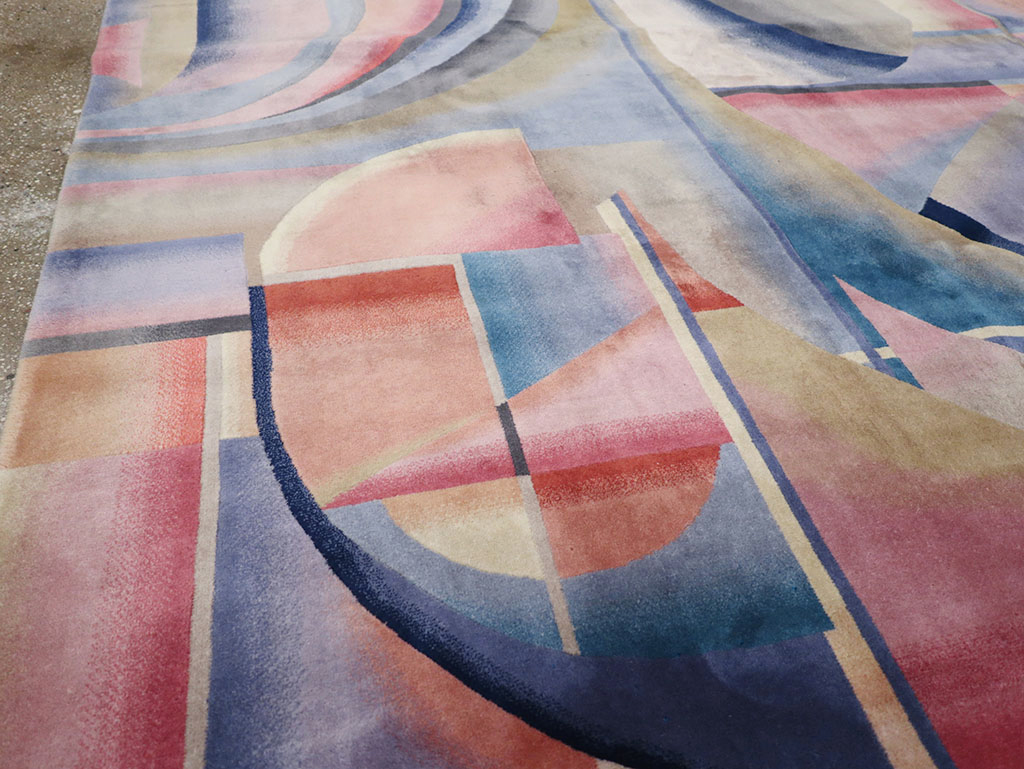 Vintage Chinese Art Deco Accent Carpet, No.32581 - Galerie Shabab