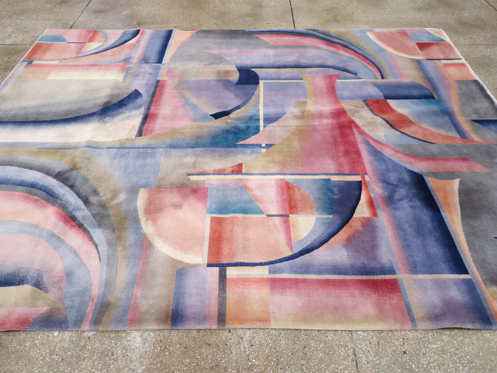 Vintage Chinese Art Deco Accent Carpet, No.32581 - Galerie Shabab