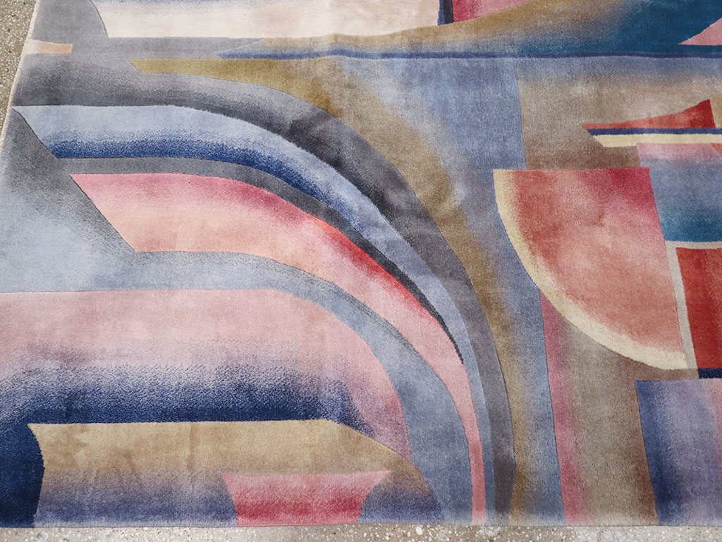 Vintage Chinese Art Deco Accent Carpet, No.32581 - Galerie Shabab