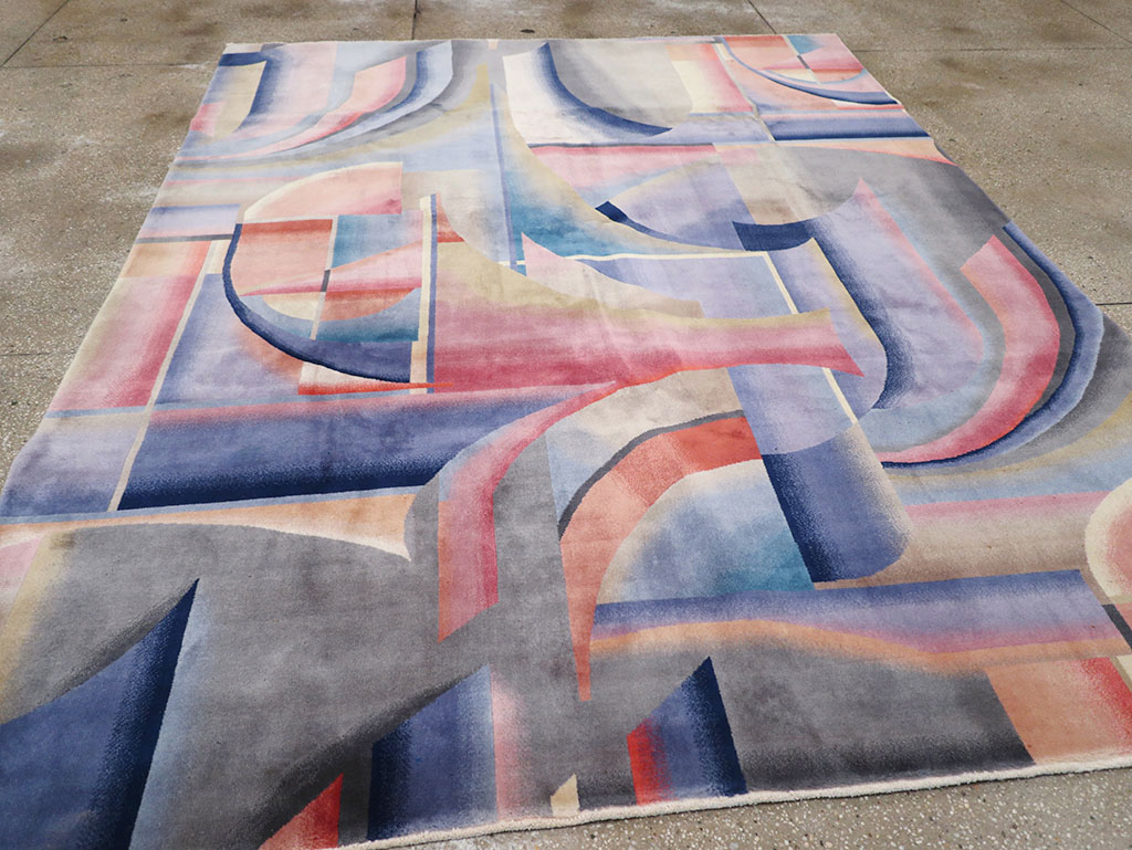 Vintage Chinese Art Deco Accent Carpet, No.32581 - Galerie Shabab