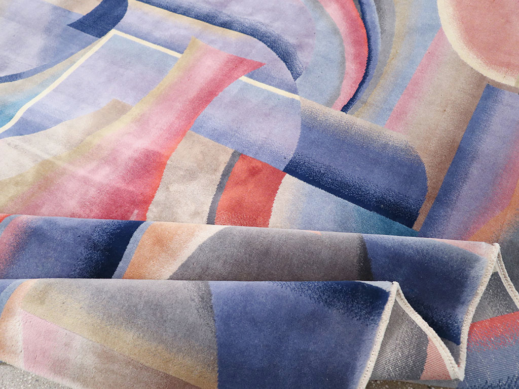 Vintage Chinese Art Deco Accent Carpet, No.32581 - Galerie Shabab