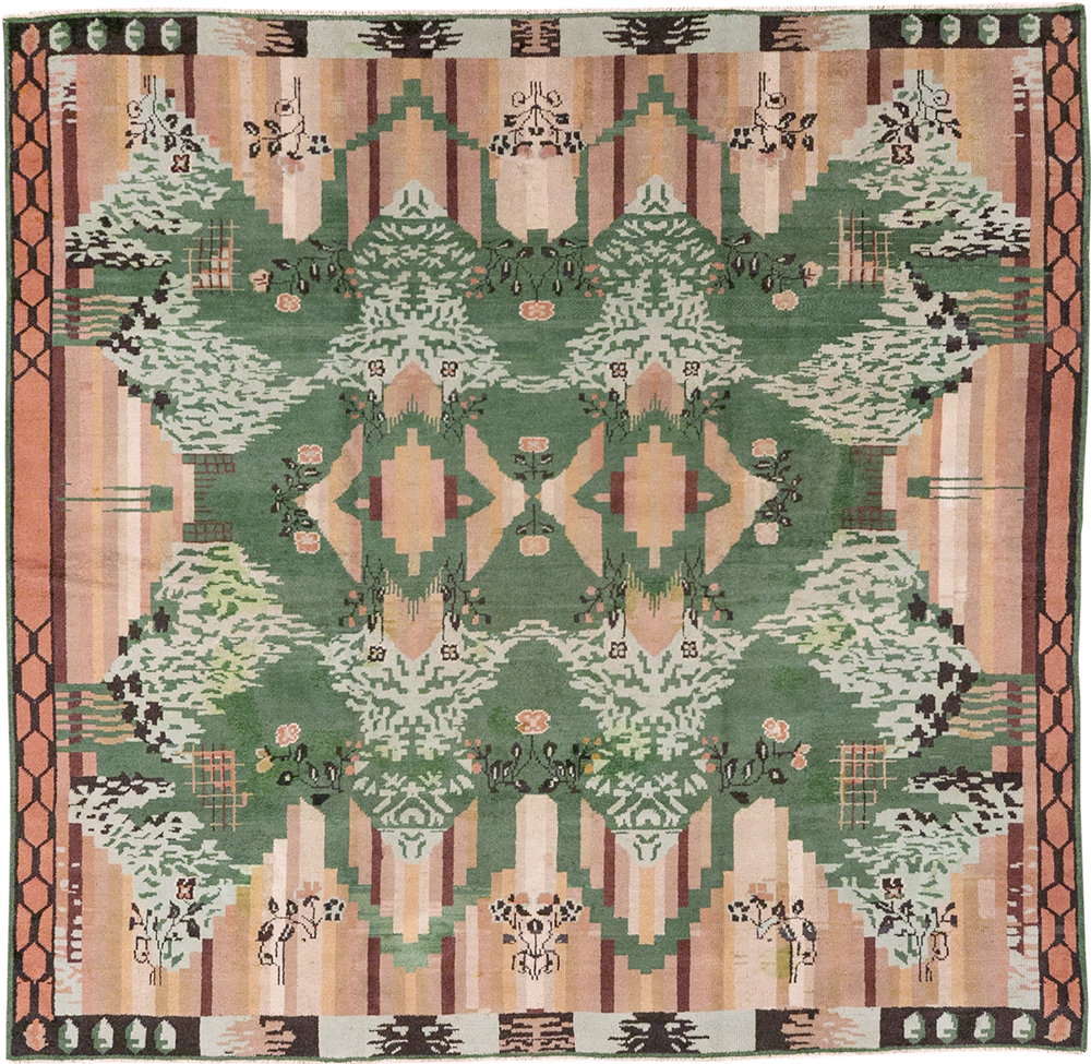 Vintage Indian Art Deco Square Room Size Carpet, No.32582 - Galerie Shabab