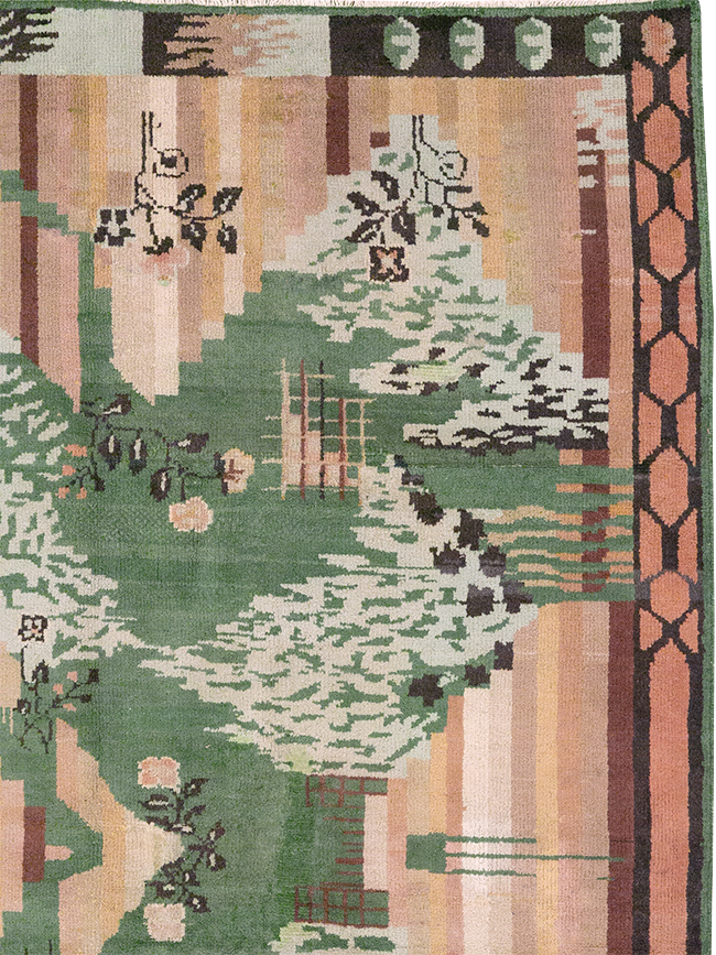 Vintage Indian Art Deco Square Room Size Carpet, No.32582 - Galerie Shabab