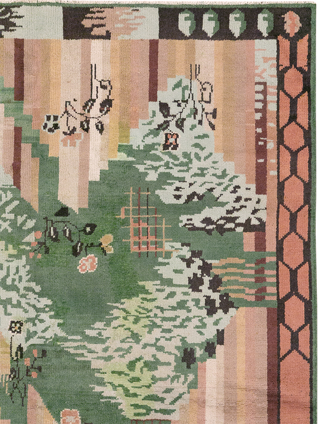 Vintage Indian Art Deco Square Room Size Carpet, No.32582 - Galerie Shabab