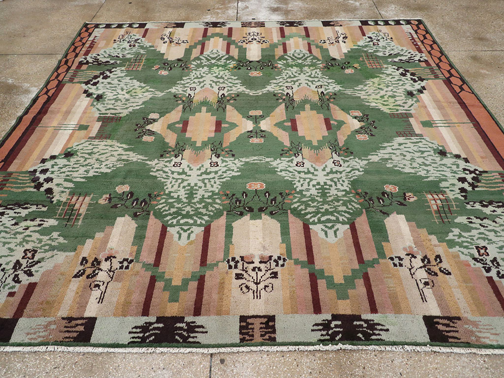 Vintage Indian Art Deco Square Room Size Carpet, No.32582 - Galerie Shabab