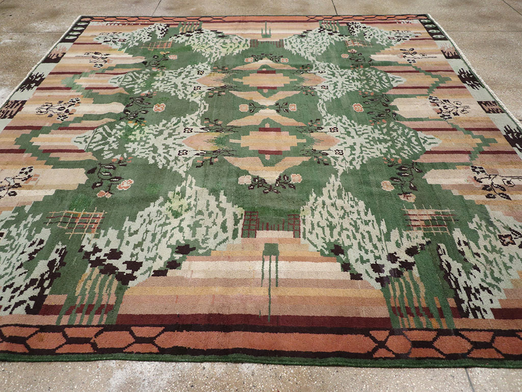 Vintage Indian Art Deco Square Room Size Carpet, No.32582 - Galerie Shabab