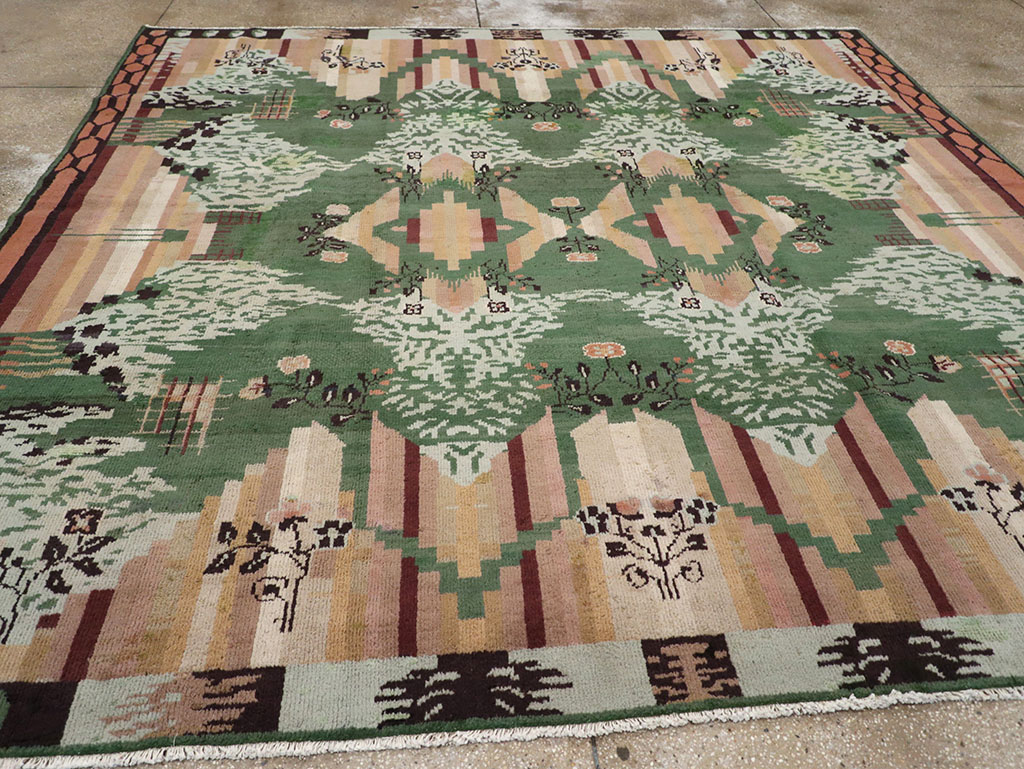 Vintage Indian Art Deco Square Room Size Carpet, No.32582 - Galerie Shabab