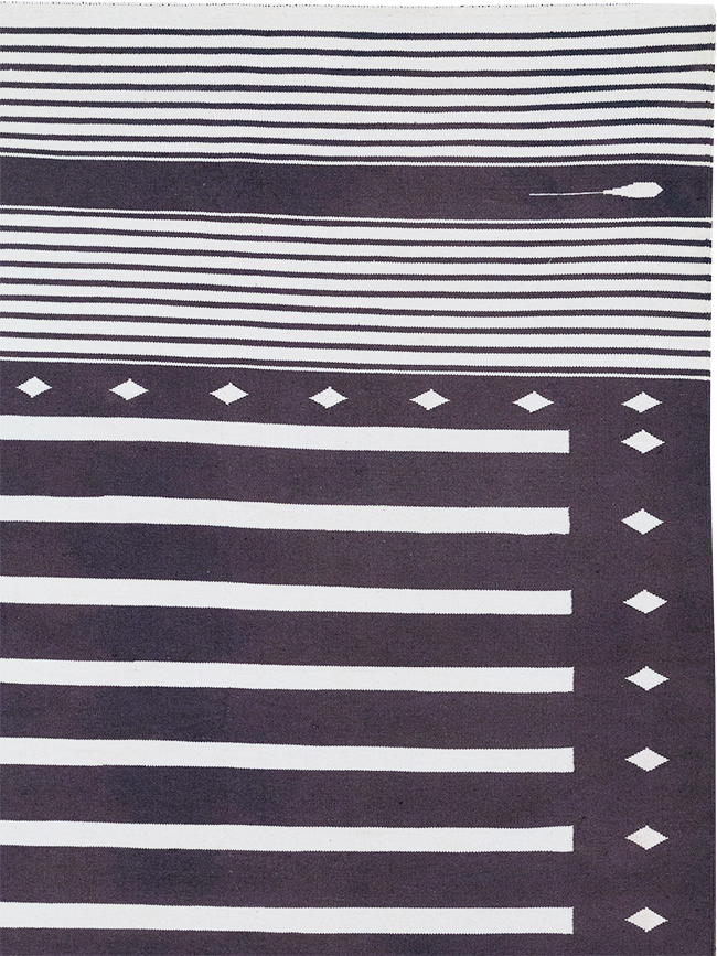 Modern Indian Flatweave Dhurrie Large Carpet, No.32614 - Galerie Shabab