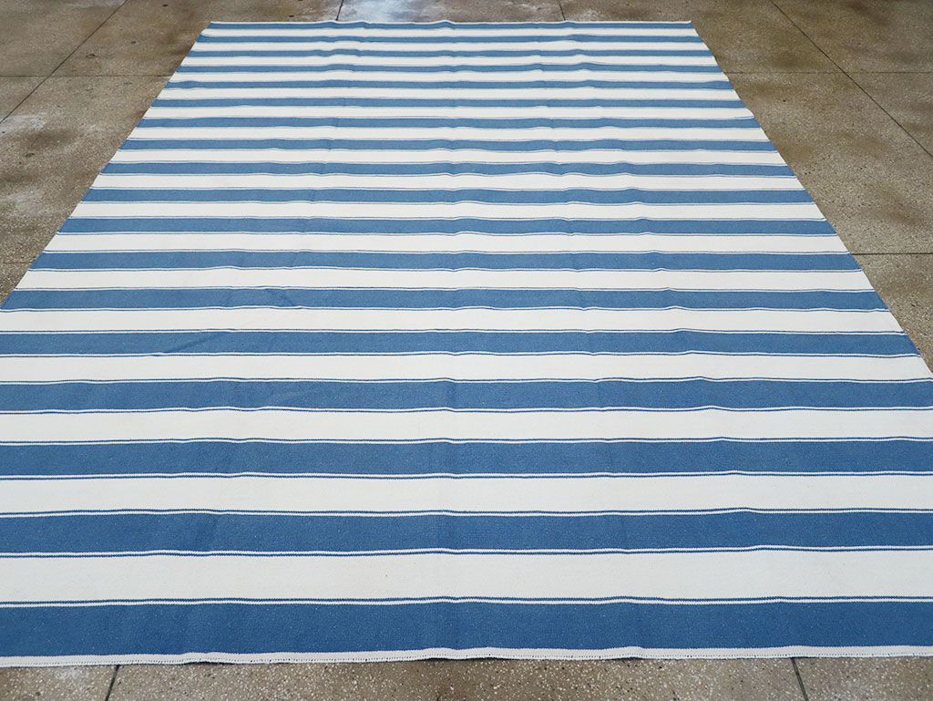 Modern Indian Cotton Dhurrie Room Size Carpet, No.32615 - Galerie Shabab