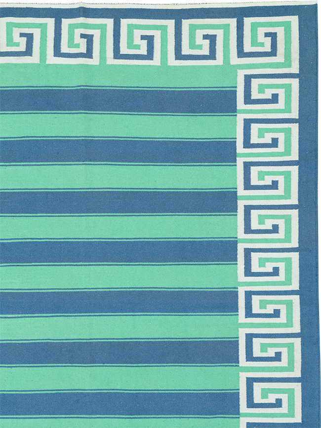 Modern Indian Flatweave Dhurrie Large Carpet, No.32621 - Galerie Shabab