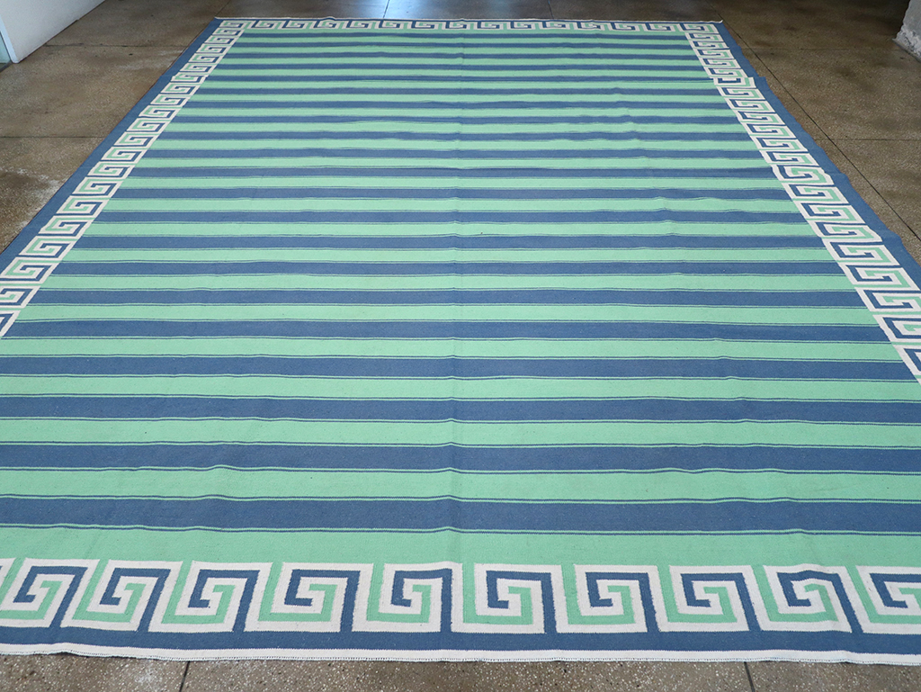 Modern Indian Flatweave Dhurrie Large Carpet, No.32621 - Galerie Shabab