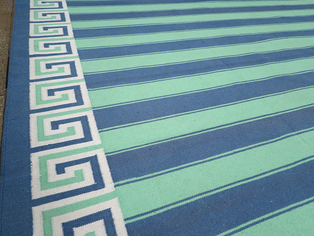 Modern Indian Flatweave Dhurrie Large Carpet, No.32621 - Galerie Shabab