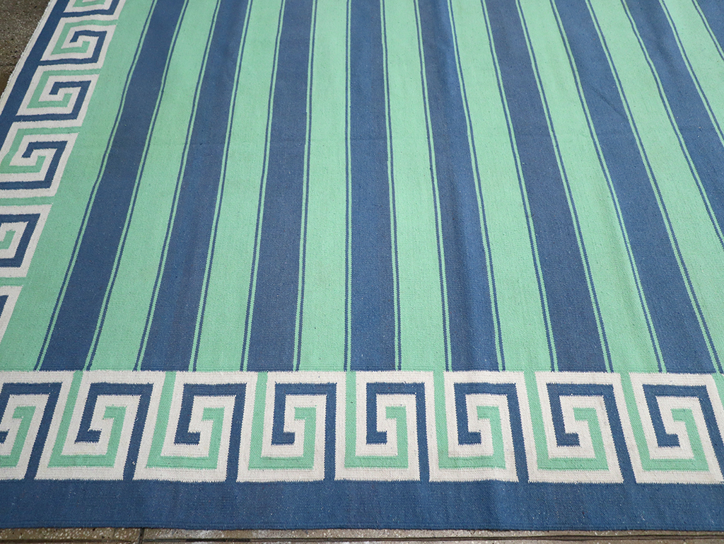 Modern Indian Flatweave Dhurrie Large Carpet, No.32621 - Galerie Shabab