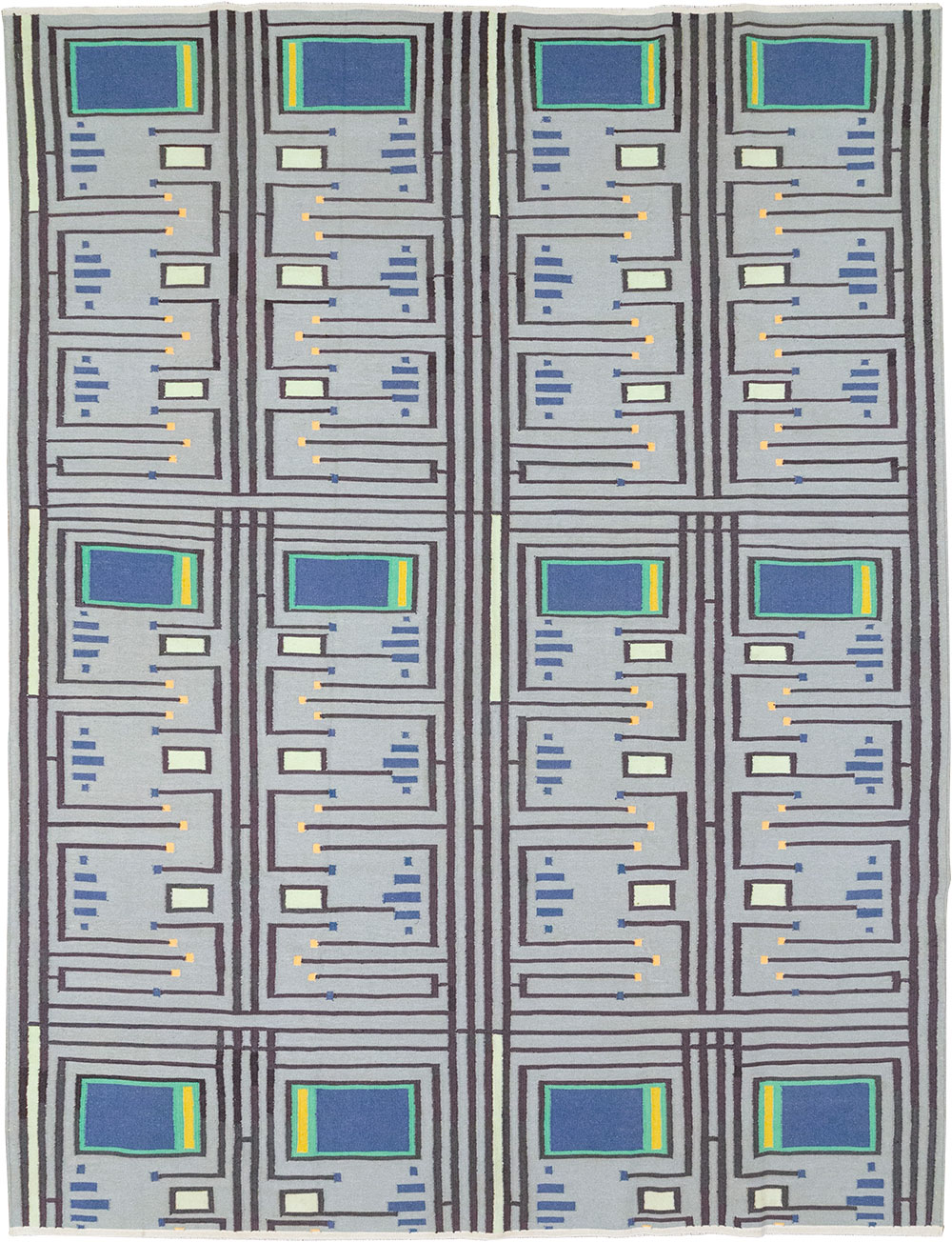 Contemporary Indian Flatweave Cotton Dhurrie Room Size Carpet, No.32636 - Galerie Shabab