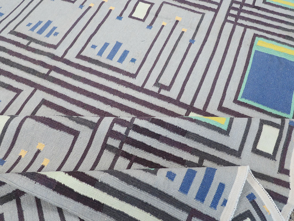 Contemporary Indian Flatweave Cotton Dhurrie Room Size Carpet, No.32636 - Galerie Shabab