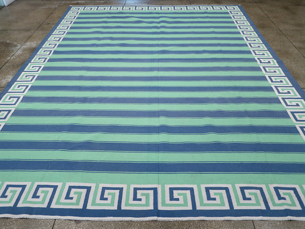 Modern Indian Flatweave Dhurrie Large Room Size Carpet, No.32639 - Galerie Shabab
