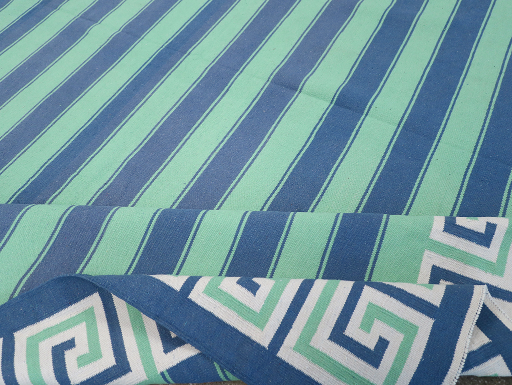 Modern Indian Flatweave Dhurrie Large Room Size Carpet, No.32639 - Galerie Shabab