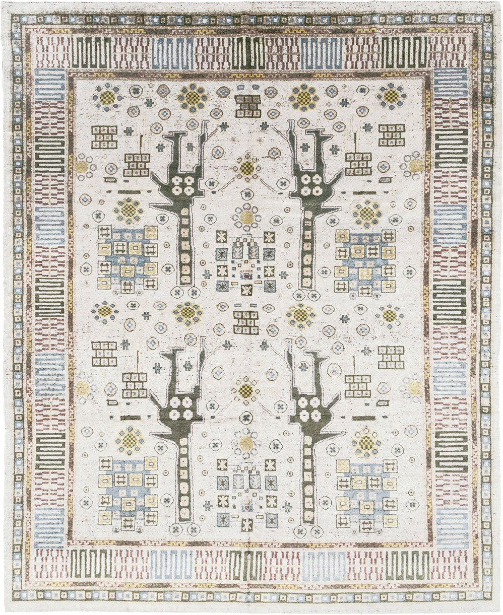 Modern East Turkestan Silk Khotan Room Size Carpet, No.32640 - Galerie Shabab