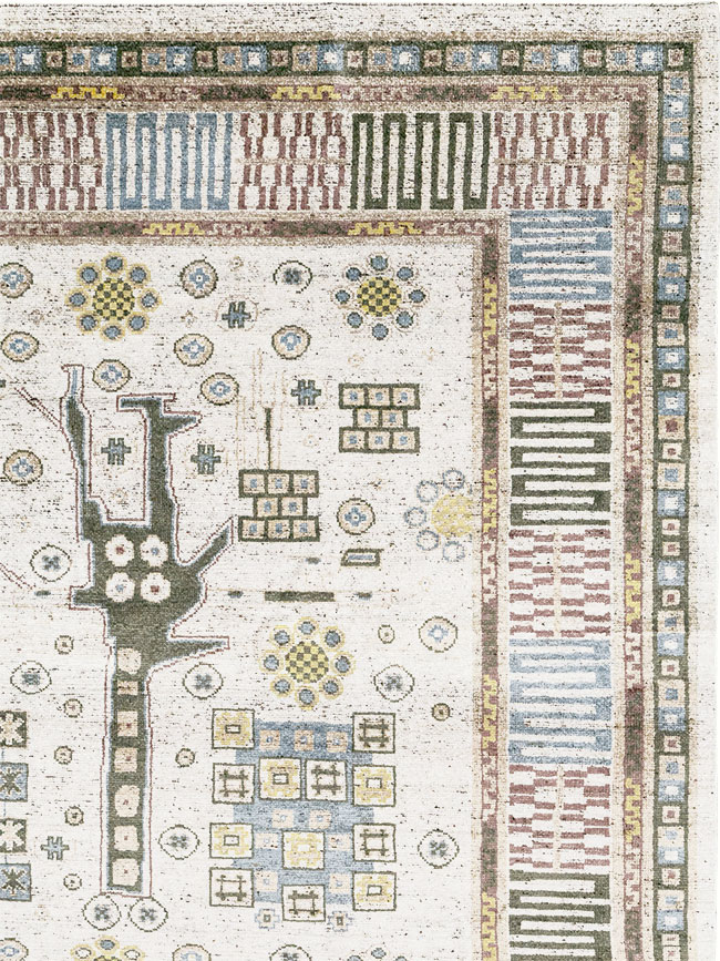 Modern East Turkestan Silk Khotan Room Size Carpet, No.32640 - Galerie Shabab