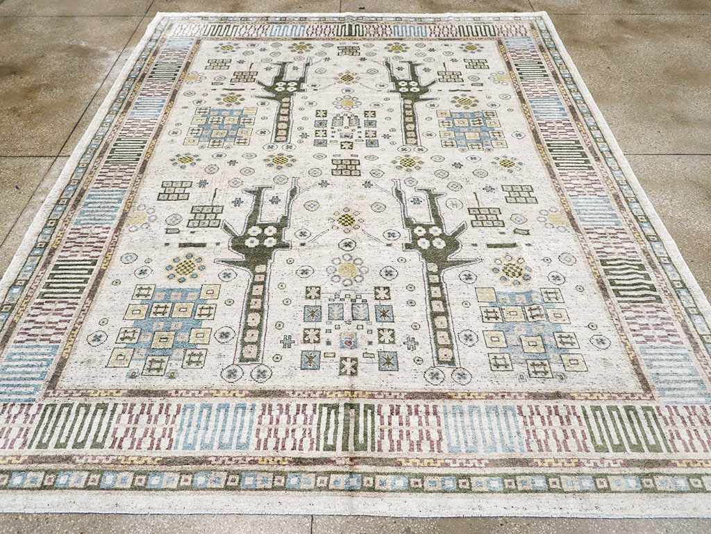 Modern East Turkestan Silk Khotan Room Size Carpet, No.32640 - Galerie Shabab