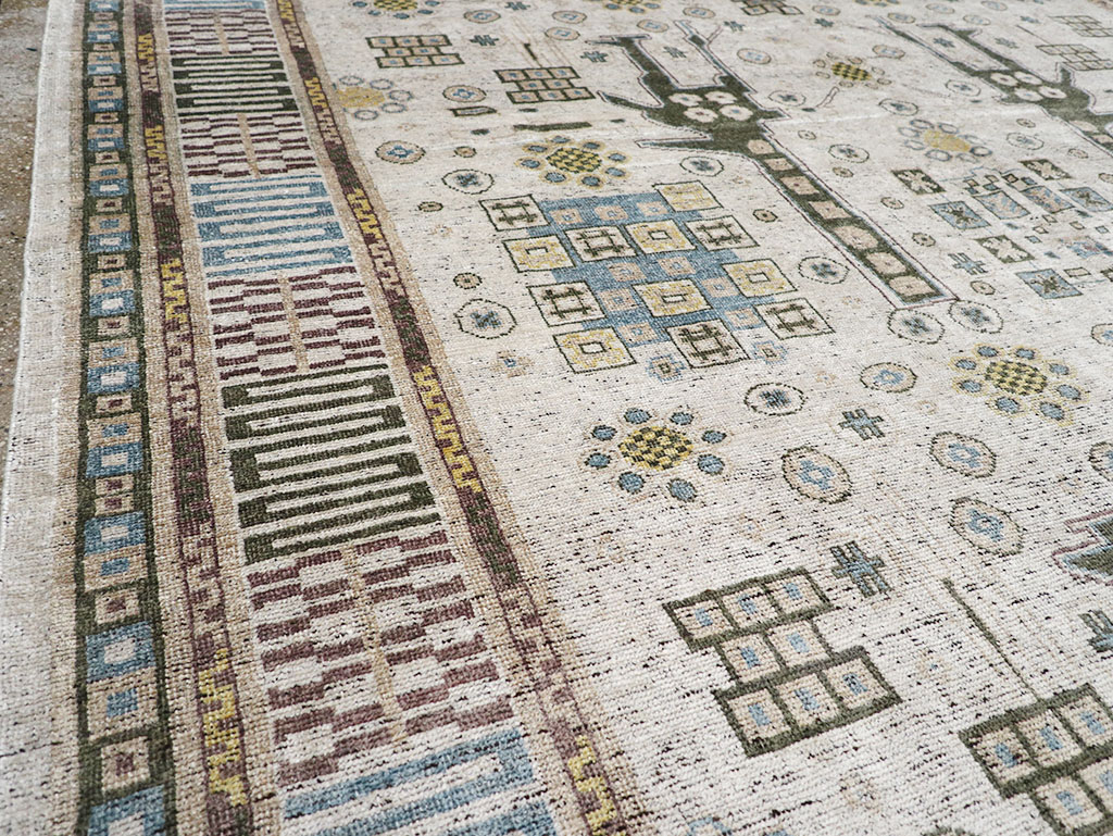 Modern East Turkestan Silk Khotan Room Size Carpet, No.32640 - Galerie Shabab