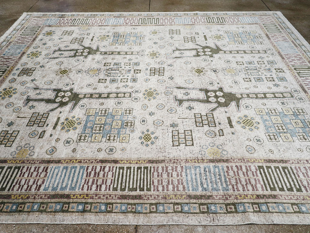Modern East Turkestan Silk Khotan Room Size Carpet, No.32640 - Galerie Shabab